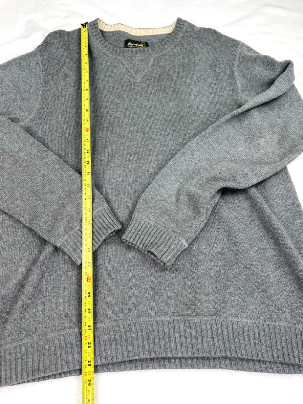 Eddie Bauer Classic Cotton Crewneck Sweater size XL Gray Academia Preppy Outdoor - Picture 7 of 8